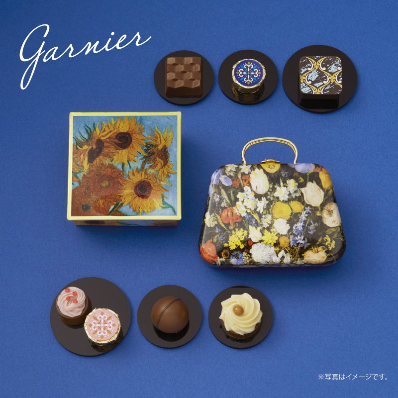 905 ガルニエ E 5個 ガルニエ バレンタイン2026 チョコレート アート缶
