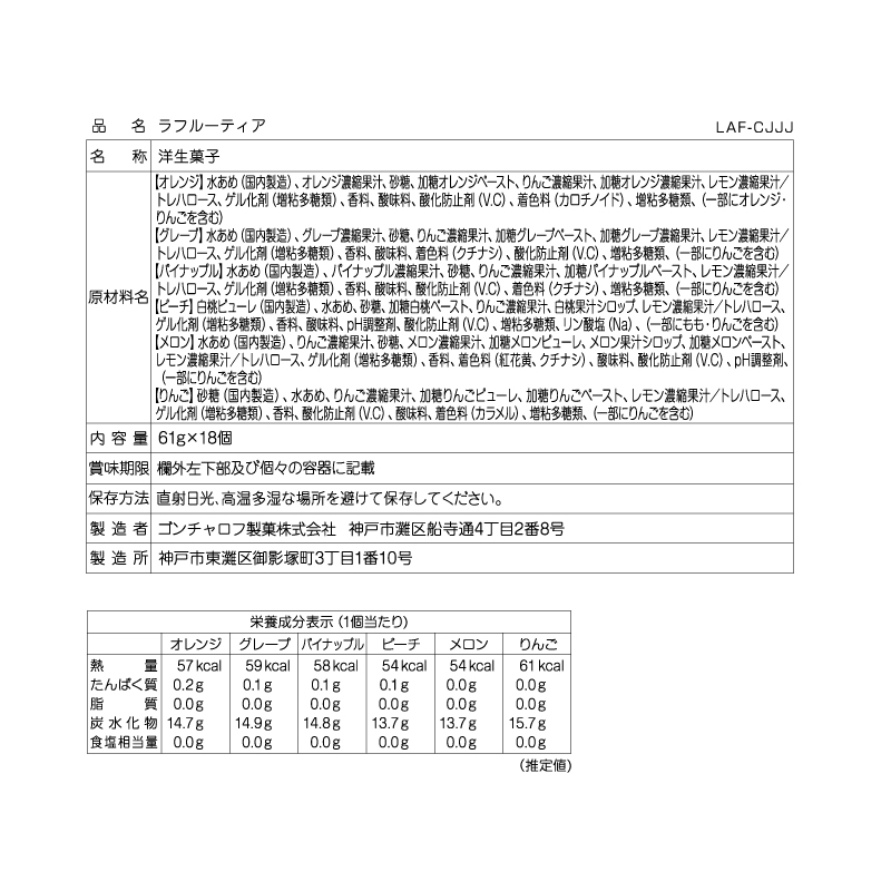 ラフルーティア（18個）［ゴンチャロフ］ ゼリー